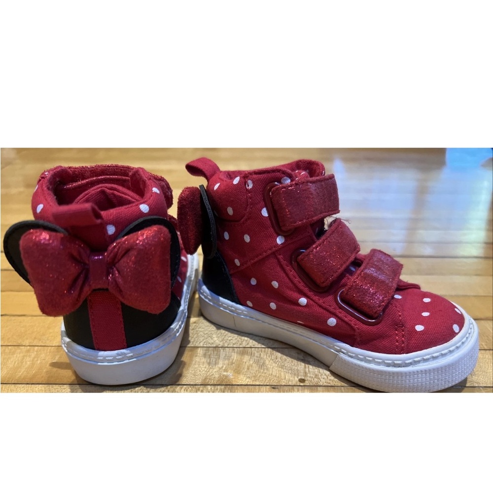 BABY GAP MINNIE MOUSE SHOES GIRLS POLKA DOT WHITE RED EARS High Tops Sz 5